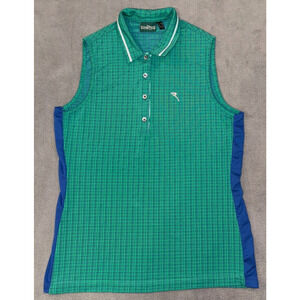 Chervo Sports Green Blue Sleeveless Polo Golf Shirt Men's Size Small